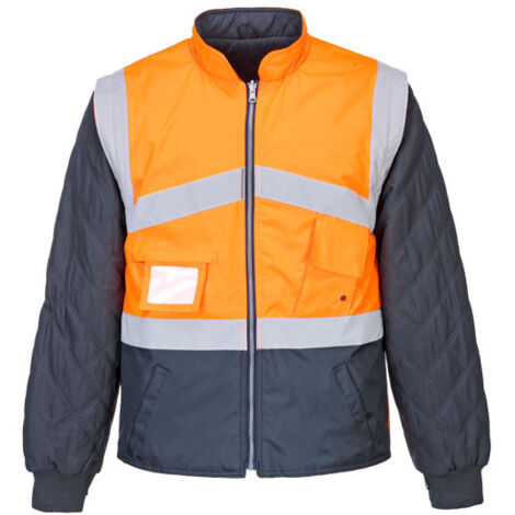 Parka 7 en 1 de alta visibilidad transpirable Contrast Reversible  Naranja/Marino M