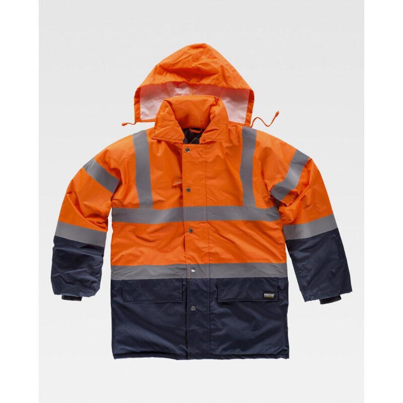 

Parka con cremallera de nylon oculta y cuello convertible de Alta Visibilidad WORKTEAM C3710 | 4XL - Naranja A.V.+Marino