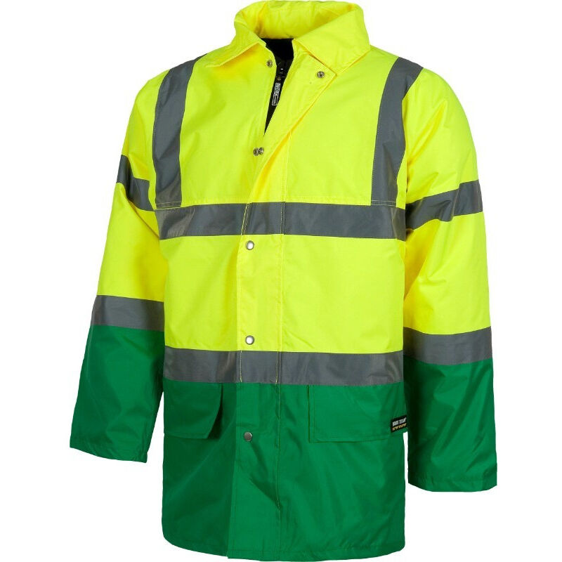 

Workteam - Parka impermeable con bolsillos laterales de ojal de alta visibilidad C3711 | XL - Verde+Amarillo A.V.