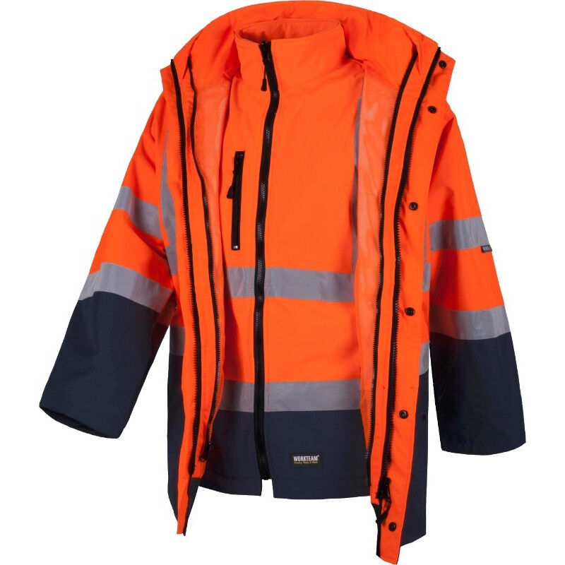 

Parka convertible 4 en 1 impermeable de Alta Visibilidad WORKTEAM C3745 | M - Marino+Naranja A.V.