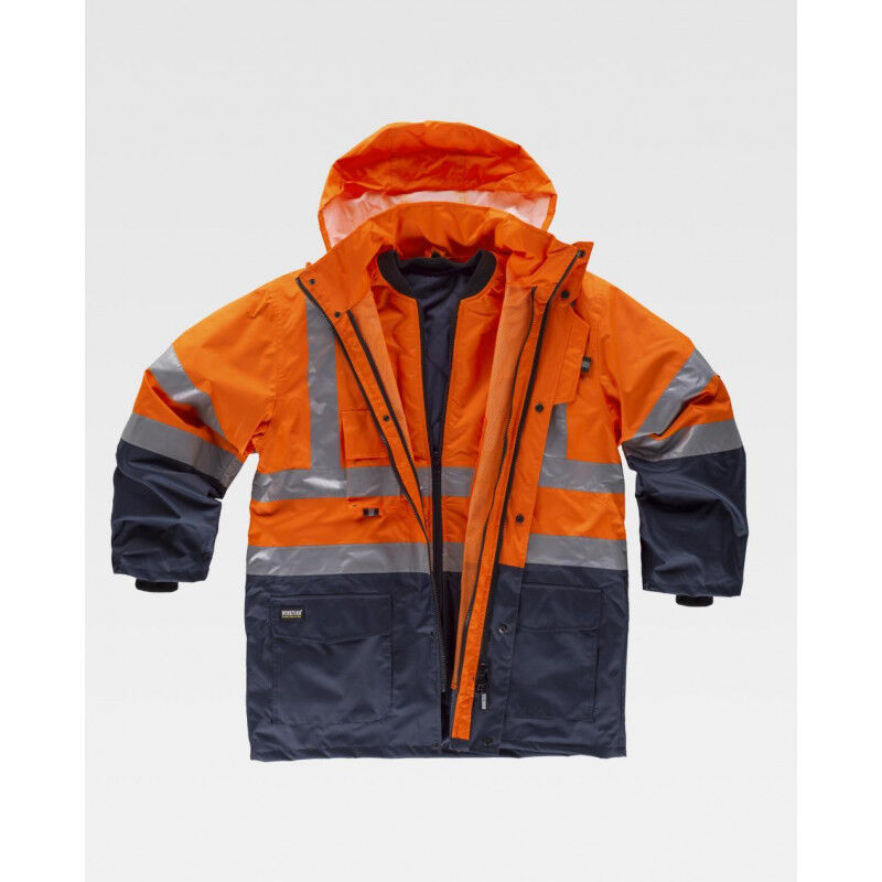 

Parka convertible 5 en 1 combinada con alta visibilidad WORKTEAM C3735 | L - Marino+Naranja A.V.