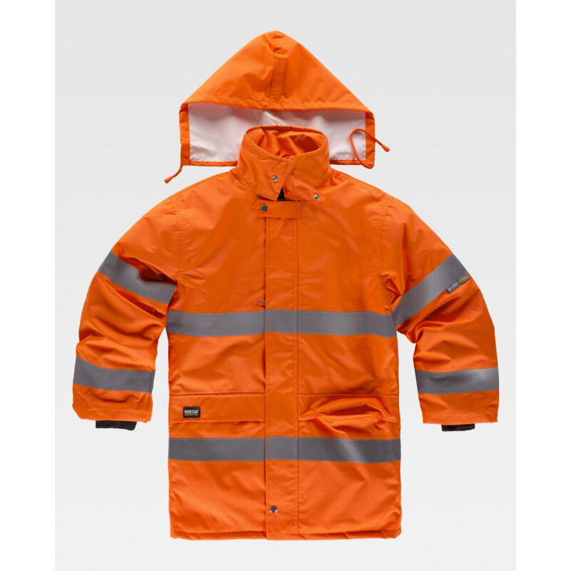 

Parka Flúor impermeable de Alta Visibilidad con capucha desmontable WORKTEAM C3200 | XXL - Naranja A.V.