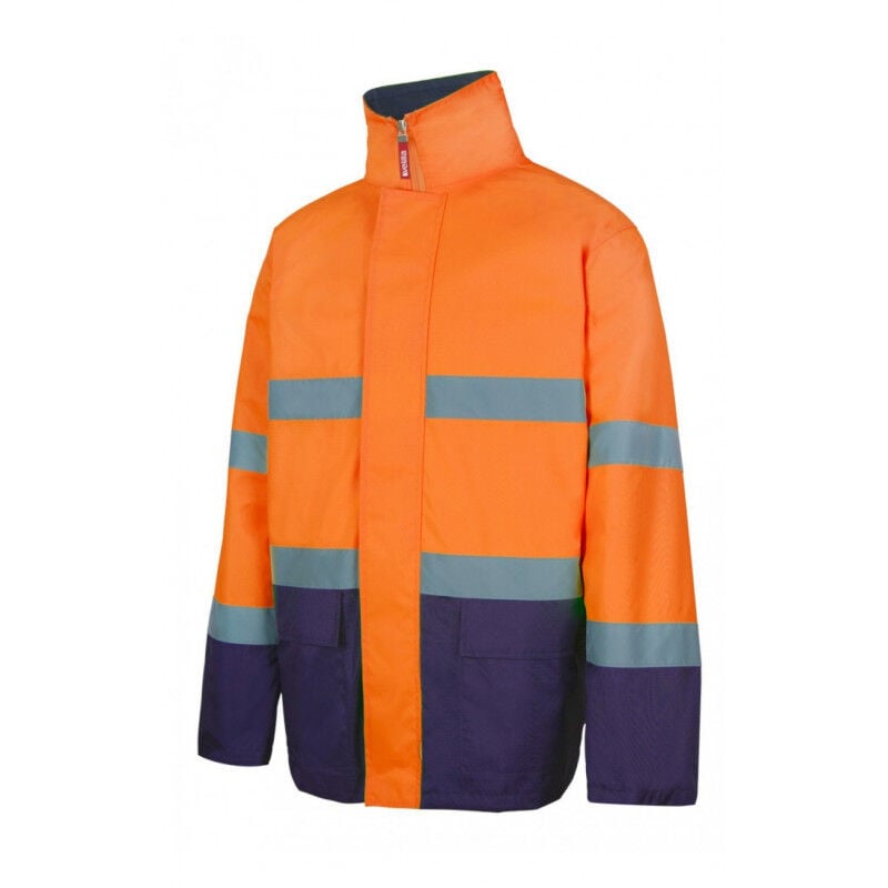 

Velilla - Parka de alta visibilidad y cintas reflectantes de protección contra la lluvia Serie 306002 | S - Naranja flúor / Azul marino