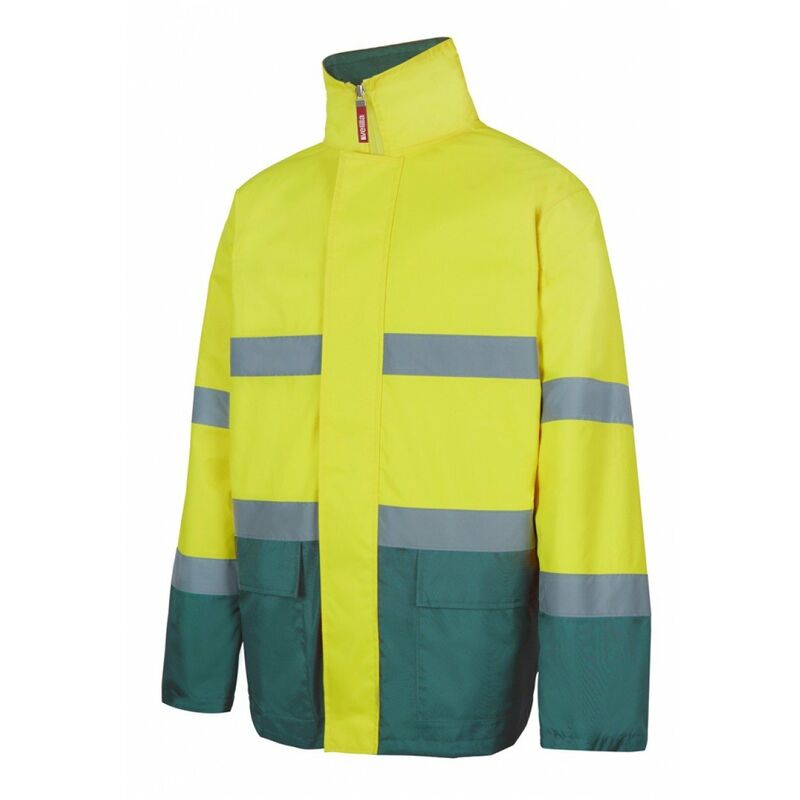 

Velilla - Parka de alta visibilidad y cintas reflectantes de protección contra la lluvia Serie 306002 | S - Amarillo flúor / Verde