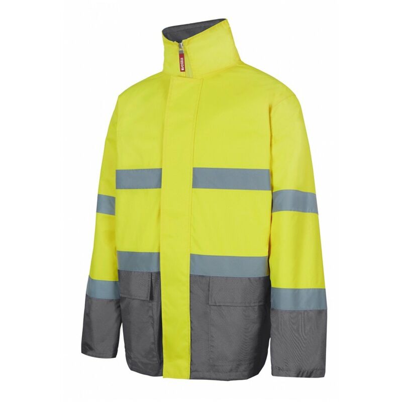 

Velilla - Parka de alta visibilidad y cintas reflectantes de protección contra la lluvia Serie 306002 | L - Amarillo flúor / Gris