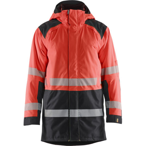 Parka da lavoro invernale ad alta visibilità 4457 - Rosso/Nero 4XL