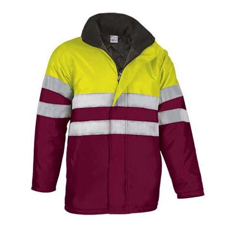 Parka de alta visibilidad con relleno acolchado VALENTO Traffic 3XL Amarillo fluor / Granate