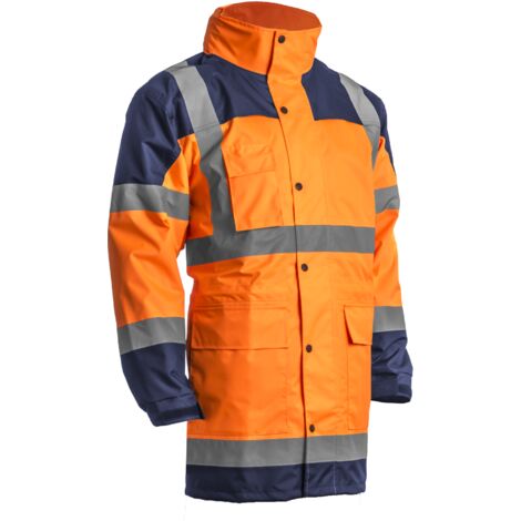 Parka de pluie à capuche respirante haute visibilité HV Coverguard HYDRA Orange Fluo M