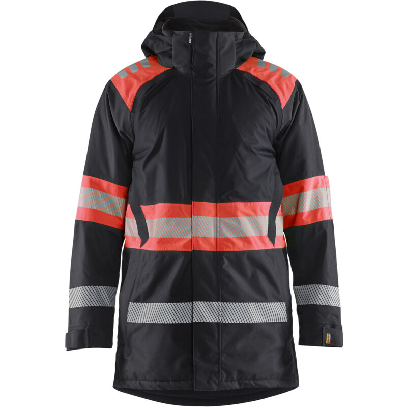 Parka de trabajo invierno alta visibilidad clase 1 4485 - Negro/Rojo fluorescente 4XL