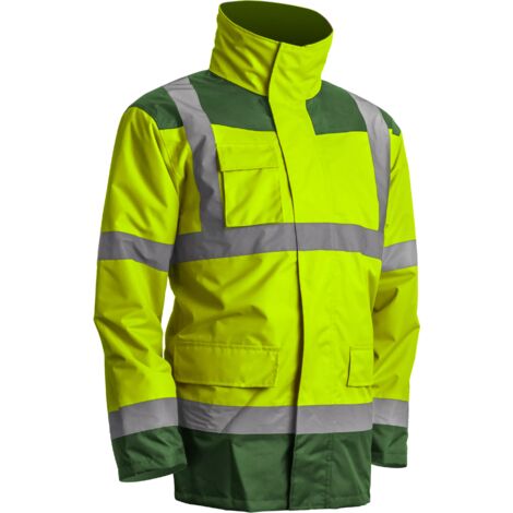 Parka de travail multicouches imperméable haute visibilité KANATA - Jaune Fluo / Vert XL - 52/54