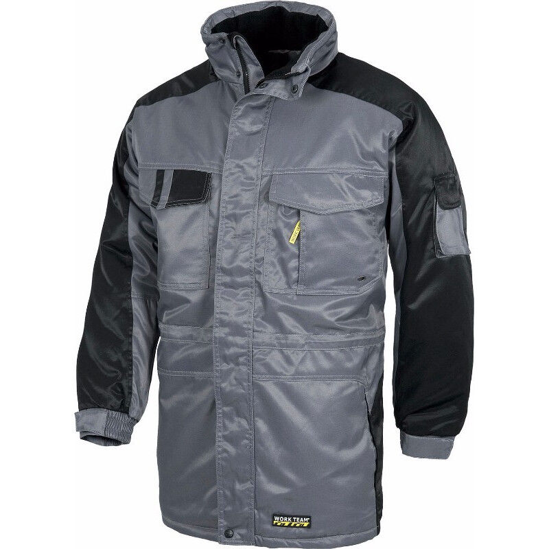 

Parka acolchada combinada en tejido Beaver Nylon antimanchas WORKTEAM Future WF1912 | M - Gris+Negro