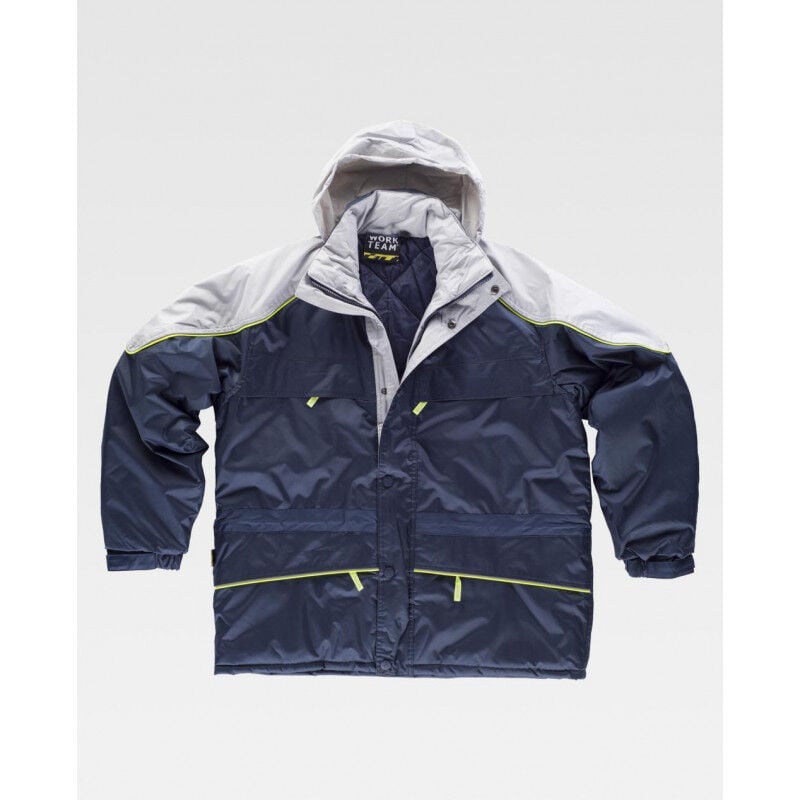 

Parka acolchada con vivos de Alta Visibilidad WORKTEAM Future WF5858 | M - Marino+Gris Claro