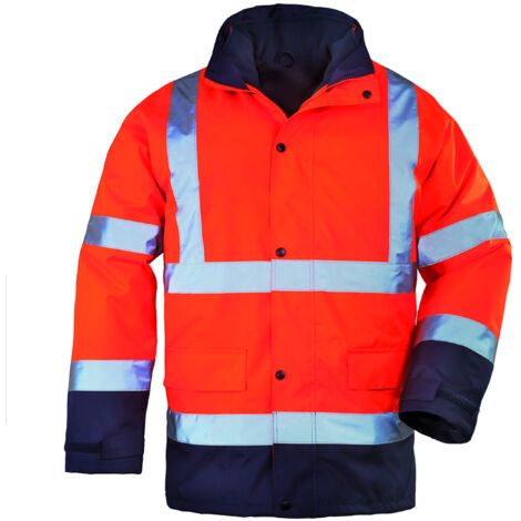 Parka haute visibilité 4 en 1 bicolore Coverguard Roadway Orange / Bleu L