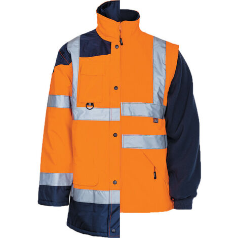 Parka haute visibilité 4 en 1 EXOCET + gilet GREG coloris orange fluo taille M - KIPLAY