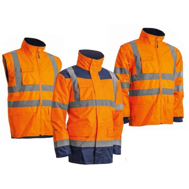 Veste kanata pu hi-viz 3M orange fluo/marine T3XL Coverguard 7KANOXXXL