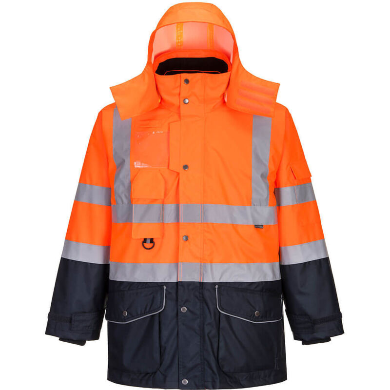 Parka Haute Visibilité 7 en 1 Portwest Trafic Contraste Orange / Marine m