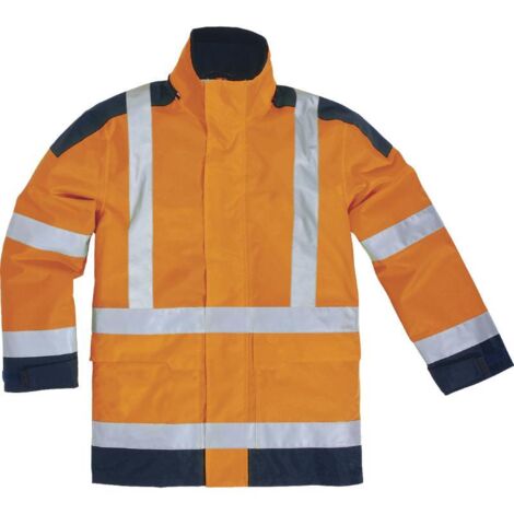 PARKA HAUTE VISIBILITÉ POLYESTER ENDUIT PU-DELTA PLUS-Orange Fluo/Bleu Marine PANOPLY- EASYVIEW -EASYVOR 48/50 (M)