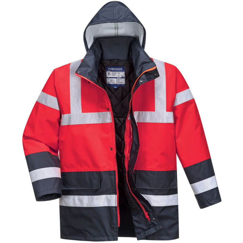 Portwest - Parka Haute Visibilité Bicolore Traffic Rouge / Bleu Marine m