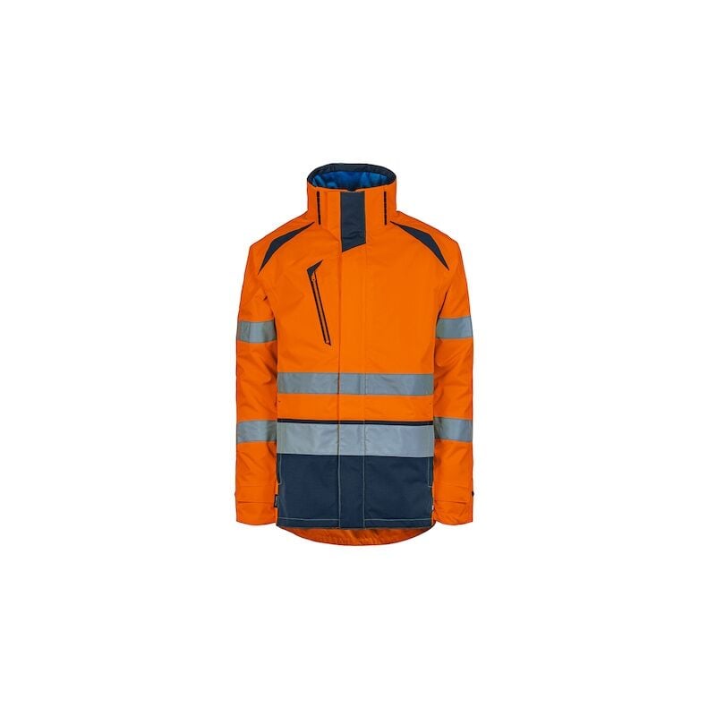 Parka haute visibilité recyclée long life orange/marine - 2XL T2S