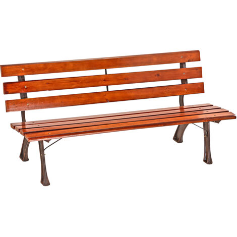 Parkbank Gartenbank Garten Bank Vollholz mahagoniefarben Gusseisen 150x59x70,5cm