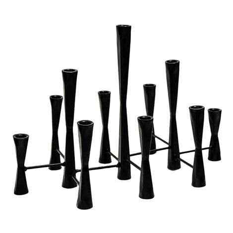 Parker 11 Piece Candle Centerpiece - Mild Steel - L27 x W51.5 x H42 cm - Black