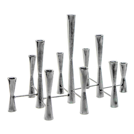 Parker 11 Piece Candle Centerpiece - Mild Steel - L27 x W51.5 x H42 cm - Silver