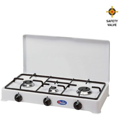 Parker 5328GPSM Fornello a 3 Fuochi Alimentazione Metano con Valvola di Sicurezza per Uso Interno