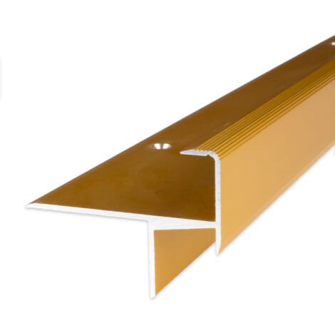 Parkett-Treppenkante "Springhill" / Winkelprofil, Einfasshöhe 15,3 mm, 33 mm breit, Aluminium eloxiert, gebohrt-goldfarbig-1000