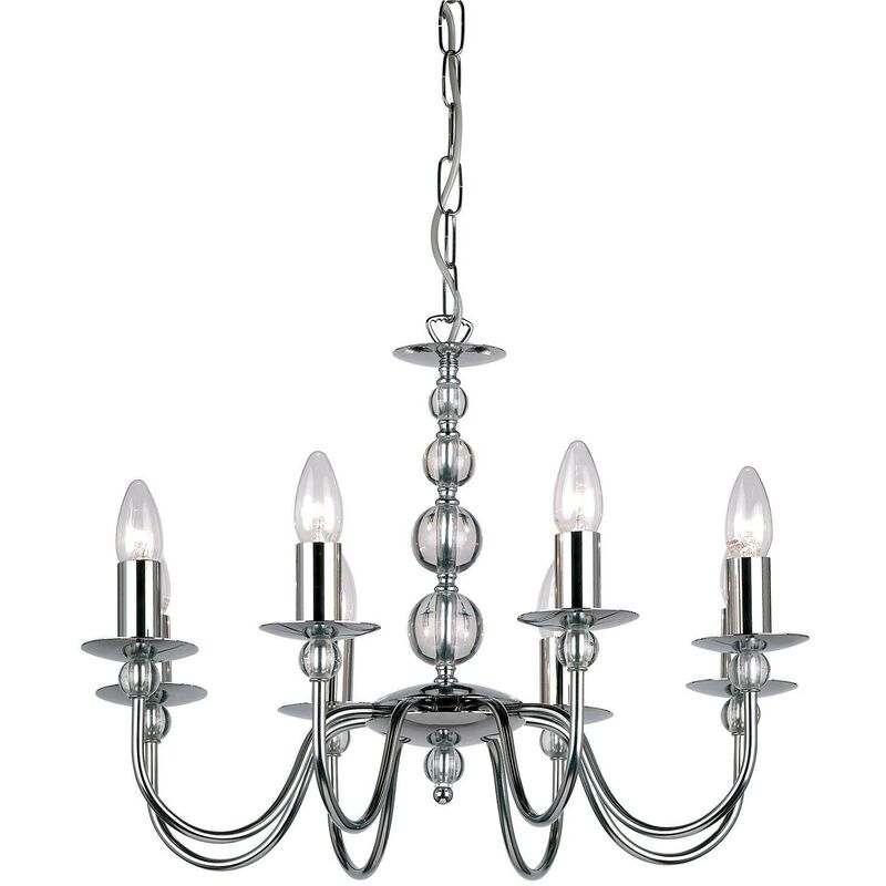 Endon Parkstone - 8 Light Chandelier Chrome & Glass Finish, E14