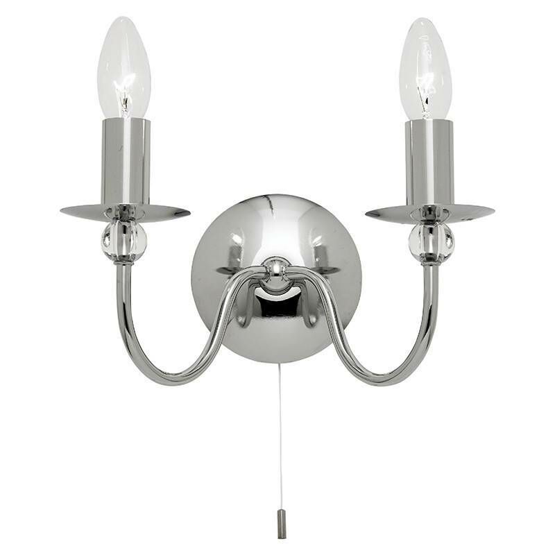 Endon Lighting - Endon Parkstone - 1 Light Indoor Candle Wall Light Chrome with Clear Glass, E14