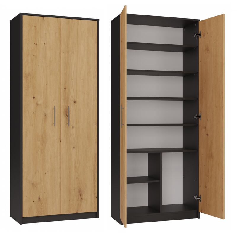 Topeshop - parla - Armoire moderne 6 étagères - 180x74x35cm - Meuble de rangement - Armoire bureau Topeshop - parla - Armoire moderne 6 étagères - 180x74x35cm - Meuble de rangement - Armoire bureau