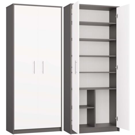 PARLA - Armoire moderne 6 étagères - 180x74x35cm - Meuble de rangement - Armoire bureau