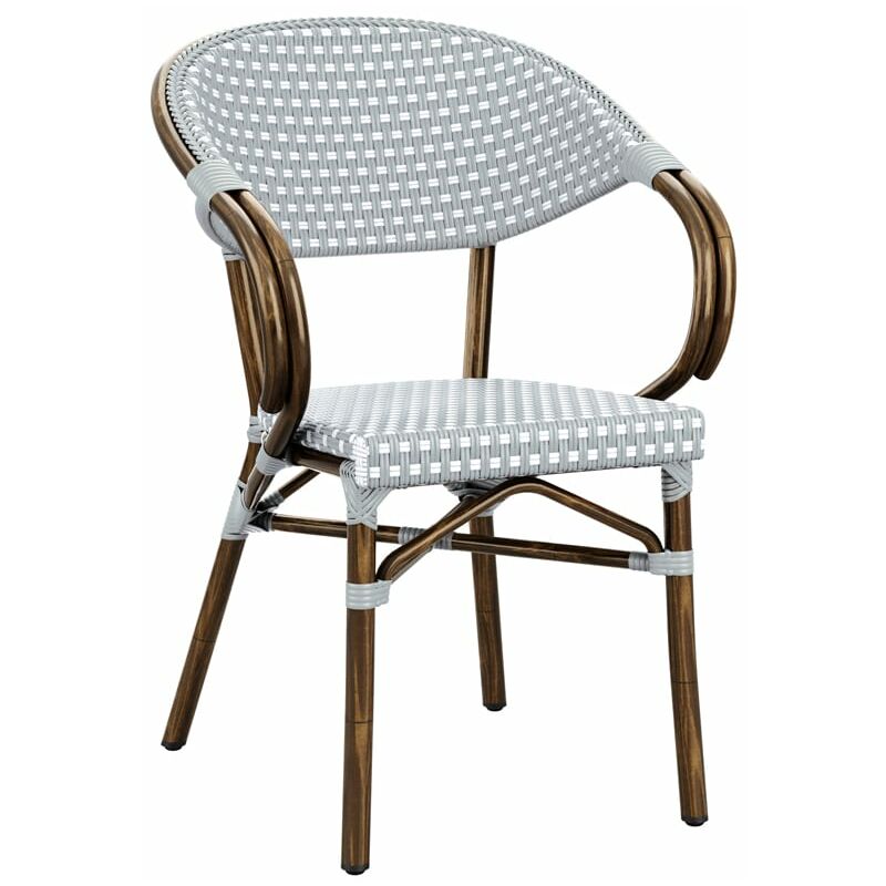 Parlance Stacking Armchair - White & Pacific Blue Weave