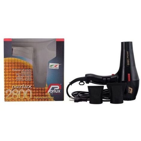 Parlux 2800 Professional Hair Dryer in Black Lightweight Compact 1760W Blow Dryer with 2 Speed Settings 3 Heat Controls Plus Cool Shot Button 3 Metre