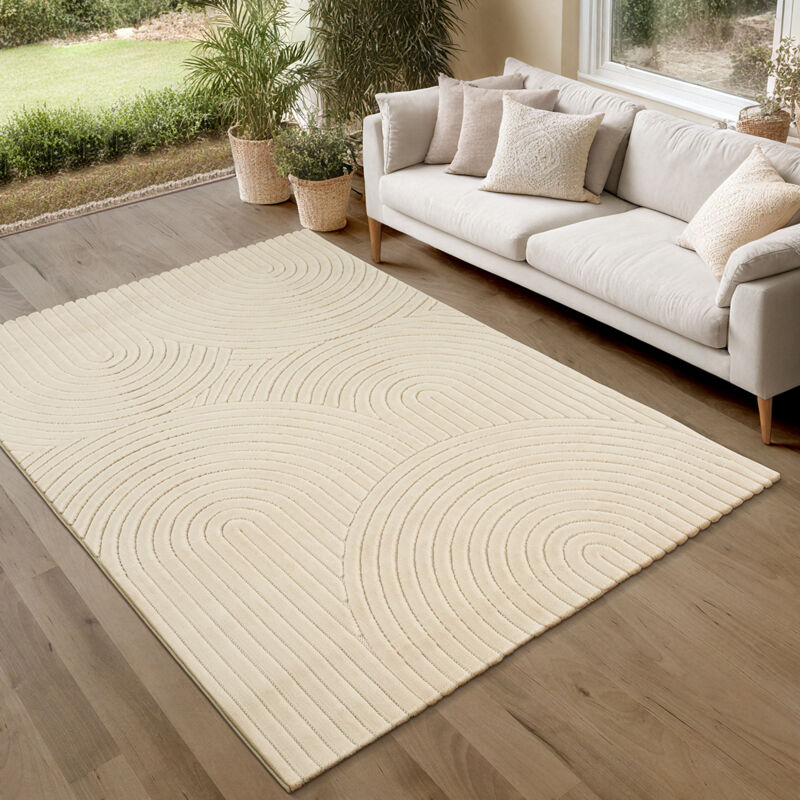The Carpet - Parma tapis salon extérieur lavable court poil 3d doux beige