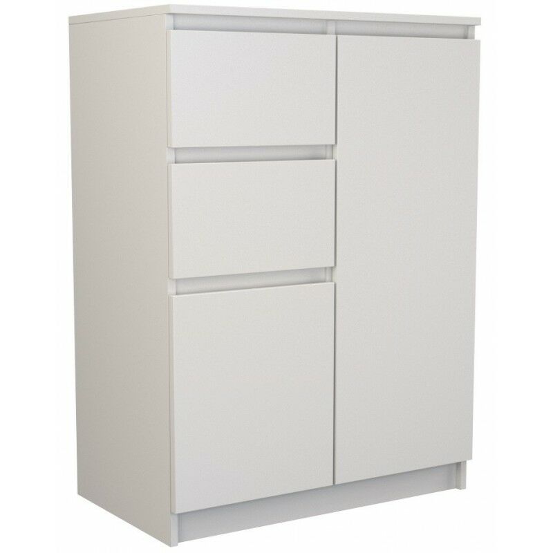 Parme - Commode moderne de salon - 97x70x40 - 2 portes + 2 tiroirs - Buffet - Meuble de rangement Blanc