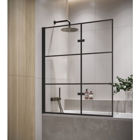 Paroi baignoire Berkan 80 x 140 cm Badplaats - noir - verre transparent