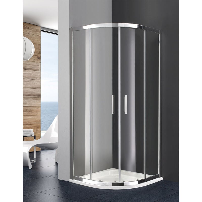Paroi - Cabine semi-circulaire Allstone titan 2+2 90x90 cm Rayon 55, Transparent