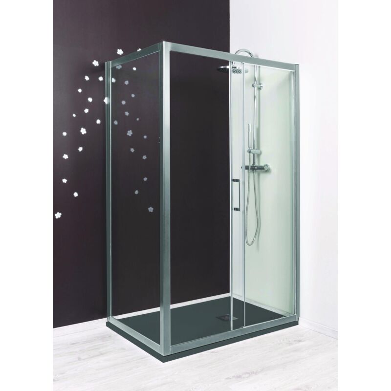 Ondée - Façade coulissante 120 cm ép. 6 mm accès de face coloris chromé mat - napa