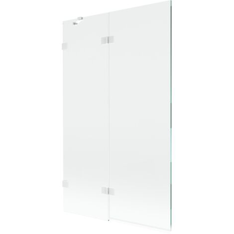 Paroi de baignoire 2 volets gauche Mexen Lunar 110 x 150 cm, transparent, blanc - 897-110-100-20-00-L