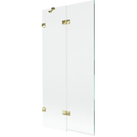 Paroi de baignoire 2 volets Mexen Lunar gauche 90 x 150 cm, transparent, doré - 897-090-100-50-00-L