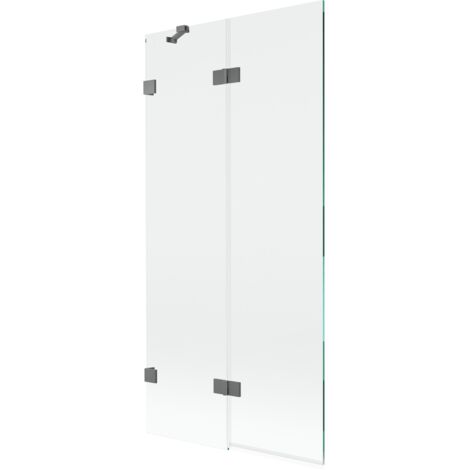 Paroi de baignoire à 2 volets gauche 90 x 150 cm, transparent, métal canon - 897-090-100-95-00-L