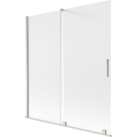 Paroi de baignoire coulissante 2 panneaux Mexen Velar 150 x 150 cm, givrée, nickel brossé - 896-150-000-31-97