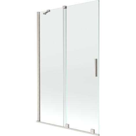 Paroi de baignoire coulissante 2 volets Mexen Velar 110 x 150 cm, transparent, nickel brossé - 896-110-000-01-97