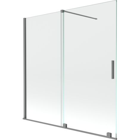 Paroi de baignoire coulissante 2 volets Mexen Velar 160 x 150 cm, transparent, gun metal - 896-160-000-01-95