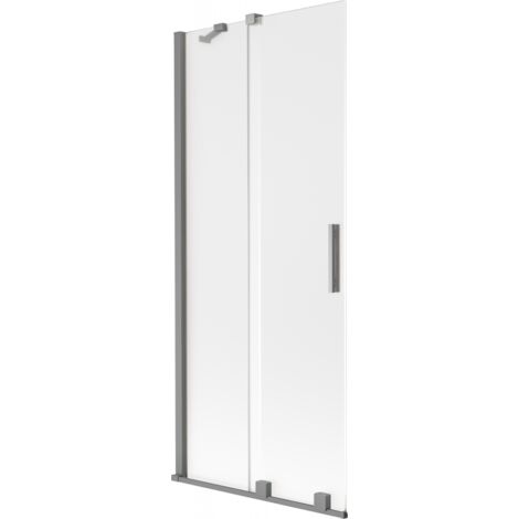 Paroi de baignoire coulissante 2 volets Mexen Velar 80 x 150 cm, givrée, métal gris - 896-080-000-31-95