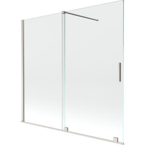 Paroi de baignoire coulissante à 2 volets Mexen Velar 170 x 150 cm, transparent, nickel brossé - 896-170-000-01-97