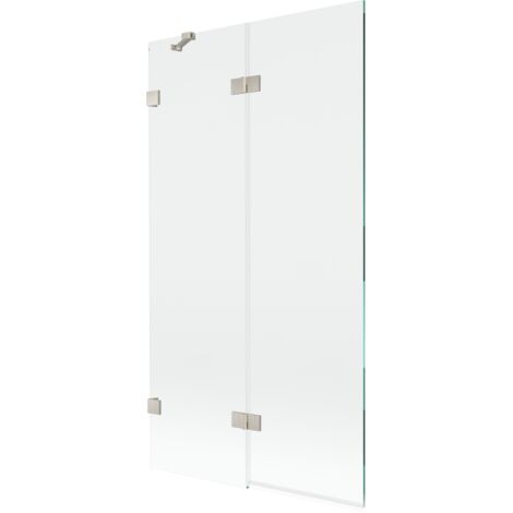 Paroi de baignoire gauche à 2 volets Mexen Lunar 100 x 150 cm, transparent, nickel brossé - 897-100-100-97-00-L