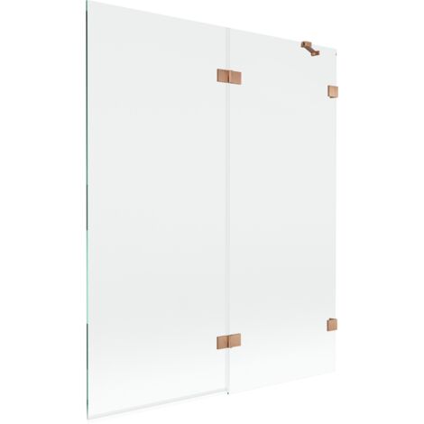 Paroi de baignoire Mexen Lunar 2 volets droite 140 x 150 cm, transparent, cuivre brossé - 897-140-100-65-00-P