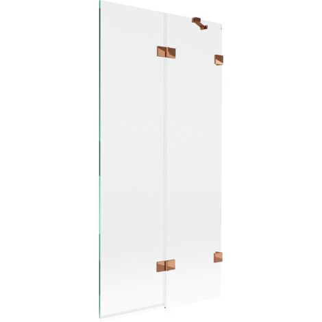 Paroi de baignoire Mexen Lunar 2 volets droite 90 x 150 cm, transparent, or rose - 897-090-100-60-00-P